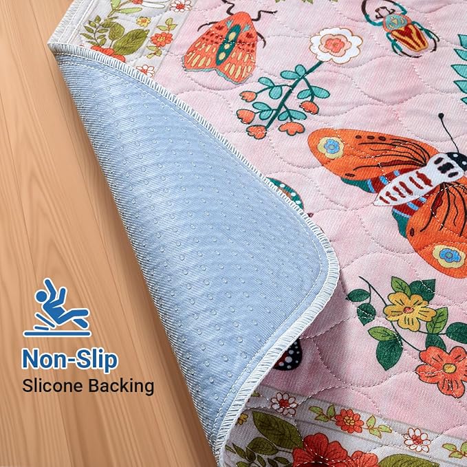 Pink Washable Pee Pads for Dogs and Cats, 2 Pack 40"x26" Spring Absorbent Reusable Puppy Pads for Potty Training, Waterproof Non-Slip Leakproof Whelping Pet Mat for Crate, Playpen, Kennel & Floor