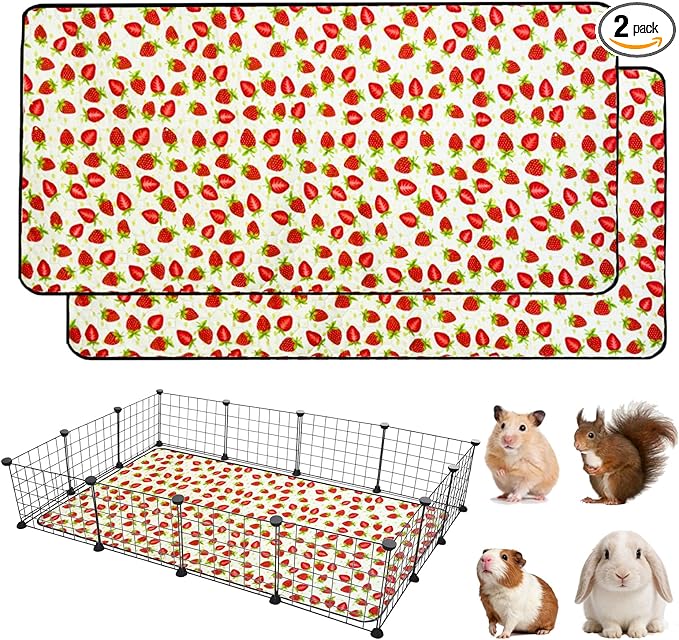 2 Pack Guinea Pig Cage Liners, Waterproof Reusable Guinea Pig Cage Liners,Waterproof Super Absorbent Pee Pads for Small Animals,36x48 inch 2pack