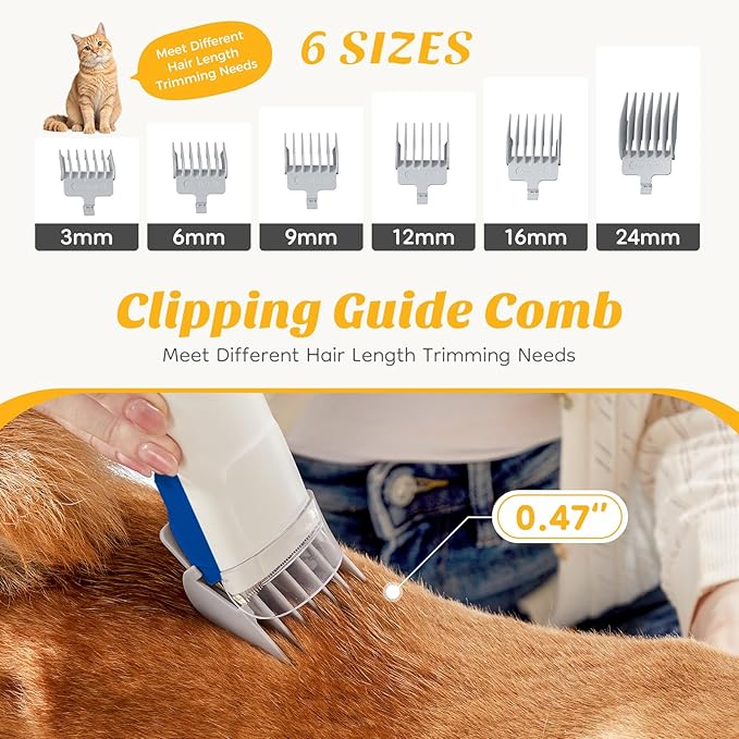 NEWBULIG 5-in-1 Pet Grooming Vacuum Kit, 2.5L Dust Cup, 3 Suction Modes and 5 Groomer Tools, Dog Clippers with Cordless Low Noise for Cats, Dogs Other Animals Hair Trimmer