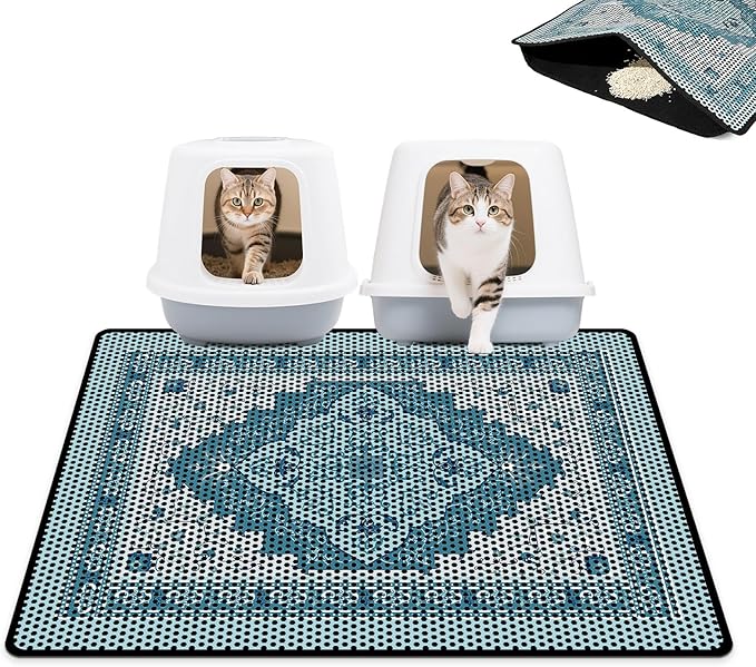 Cat Litter Mat 24"x29.5" Double Layer Waterproof Litter Box Mat Washable Litter Trapping Mat