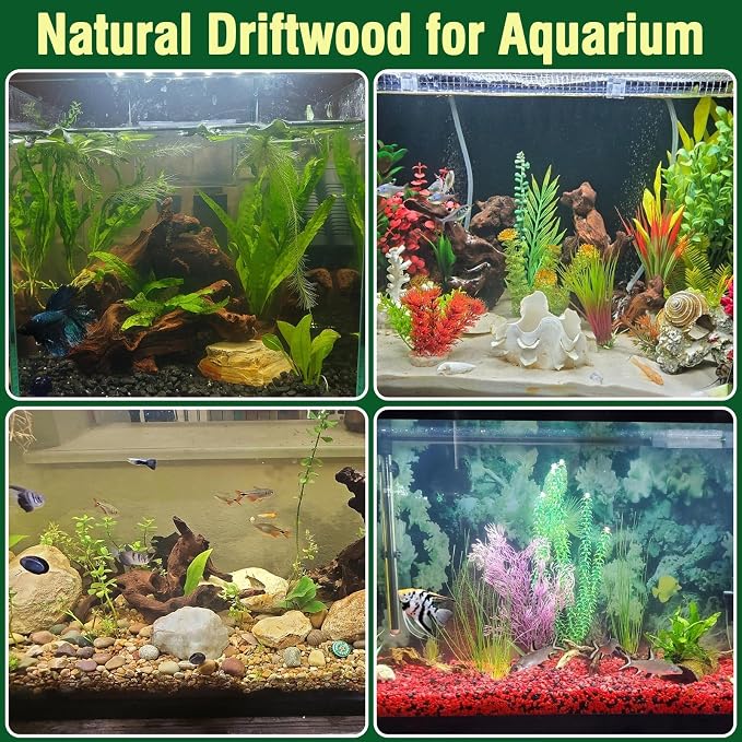 4pcs Natural Aquarium Driftwood Decoration,Perfect for Aquascaping,Fish Tanks and Reptile Habitats,Enhances Underwater Aesthetics and Provides Hiding Spots for Fish(4pcs/4-6inches)