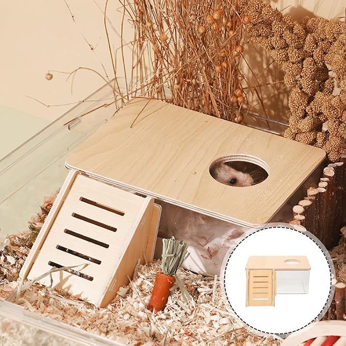 Ipetboom Hamster Sand Bath Kit Chinchilla Dust Bath House for Small Animals Transparent Reusable