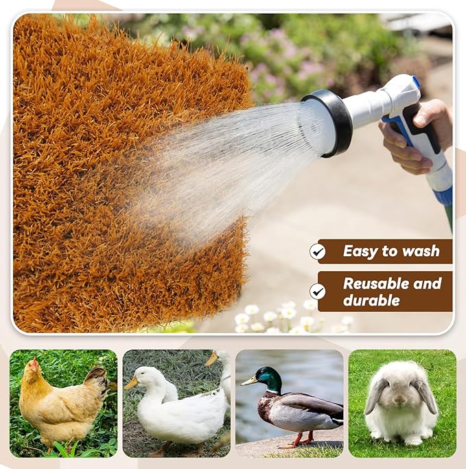 6 Pcs Washable Chicken Nesting Pads,Chickens Nesting Box Pads Chickens Nesting Pads Artificial Grass Rug Reusable Hens Nest Boxes Pad Chicken Coop Bedding for Laying Eggs (12 x 12 x 0.78 Inches)
