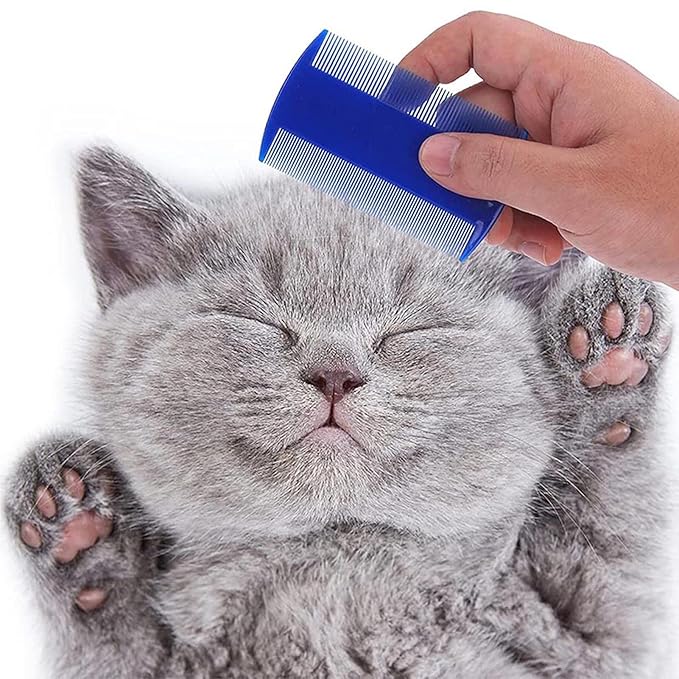 6Pcs Grooming Kit with Brush, Hair Remover, Shampoo Brush, Double-Sided Comb, Nail Clipper and Trimmer for Rabbits, Hamsters, Bunnies, and Guinea Pigs - Blue
