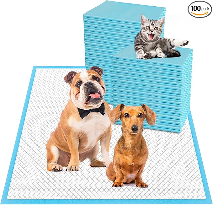 Boscute Thicken 6 Layers Heavy Absorbent XL 36"x24" Pet Training Dog Pee Pads, Extra Large Polymer Leak-Proof Quick Dry Puppy Pee Pads, Disposable Pee Pads for Dogs Cats Rabbit, 100 Counts