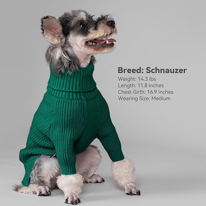 cyeollo Dog Sweater Pullover Turtleneck for Dogs, Classic Knitwear Fall Winter Cold Weather Dog Clothes Warm Pet Apparel Small Medium Large Dog Sweaters, Green XL