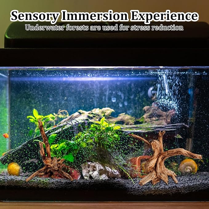 CZFSWT 2Pcs Driftwood for Aquarium, 3.93-5.9" Driftwood Decor, Drift Wood for Fishtank Suitable for Fish Tank Decorations and Reptile Habitats