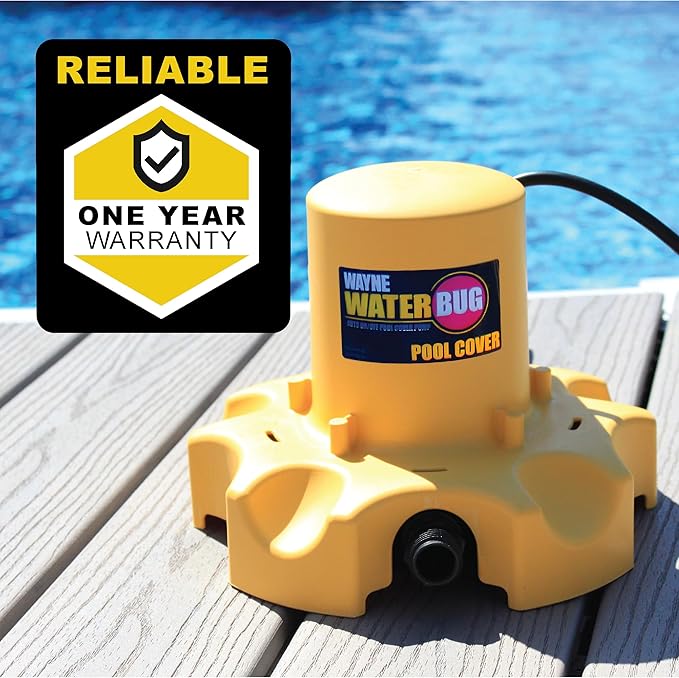 Wayne WaterBUG Automatic Pool Cover Pump – Freeze-Protected Submersible Water Pump for Winter Pool Covers, 1,900 GPH, Above Ground & In-Ground Pools, 25 ft Cord