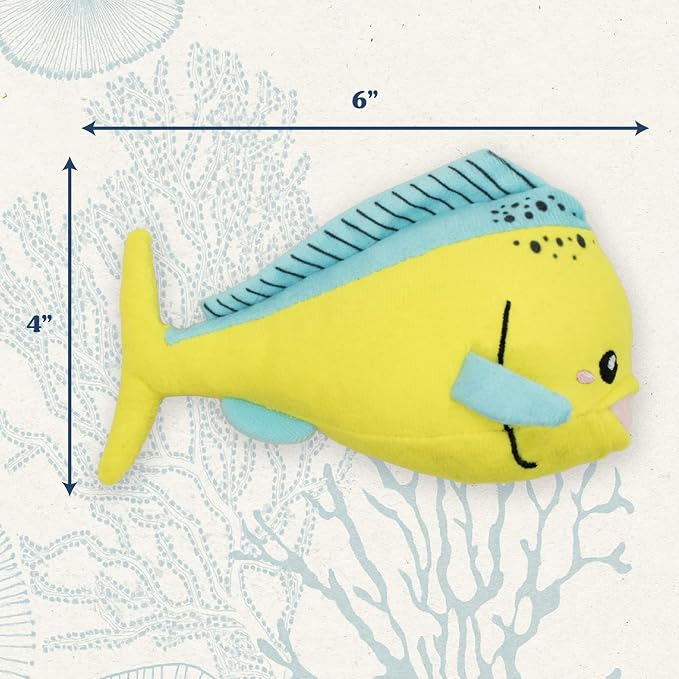 Dog Toys | Plush Mahi Mahi Stuffed Animal for Dogs | Eco Friendly Small Dog Toy