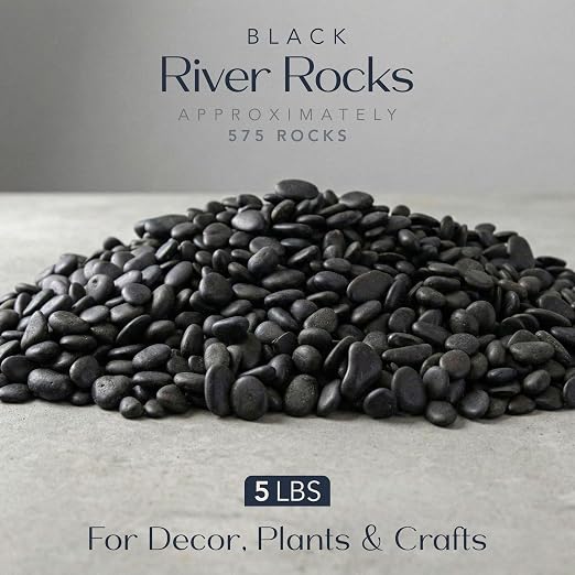 Royal Imports River Rocks, Aquarium Gravel – Black 0.5"- 0.75" - 5 lbs | Decorative Ornamental Vase Filler Pebbles for Potted Plants, Terrariums, Vases, Succulents, Fish Tank Gravel, DIY & Crafting