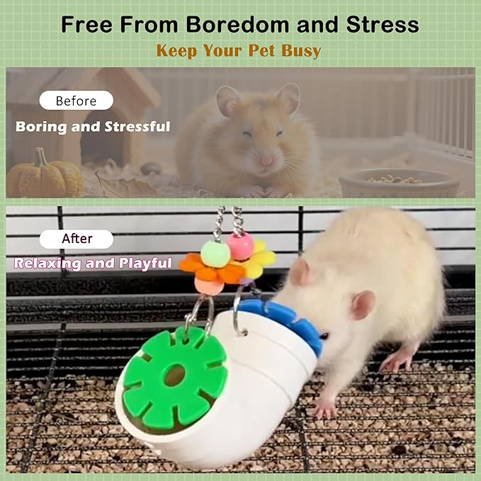 Hanging Foraging Toy for Small Animals Slow Feeder Enrichment Tube with Wide Openings Chew-Resistant Cage Toy for Hamsters Mice and Small Birds
