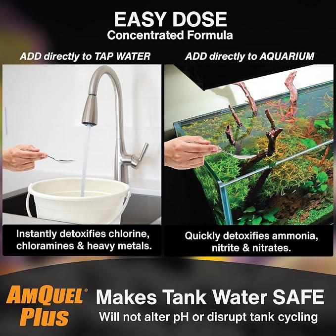 Kordon AmQuel Plus Aquarium Water Conditioner - Instantly Detoxifies Ammonia, Nitrite, Nitrate, and Chlorine Remover for Freshwater & Saltwater Aquariums, 1 Gallon