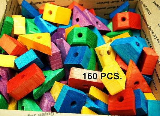 160 Colored Wooden Blocks for Bird Parrot Toy Supply for Macaw African Grey Amazons