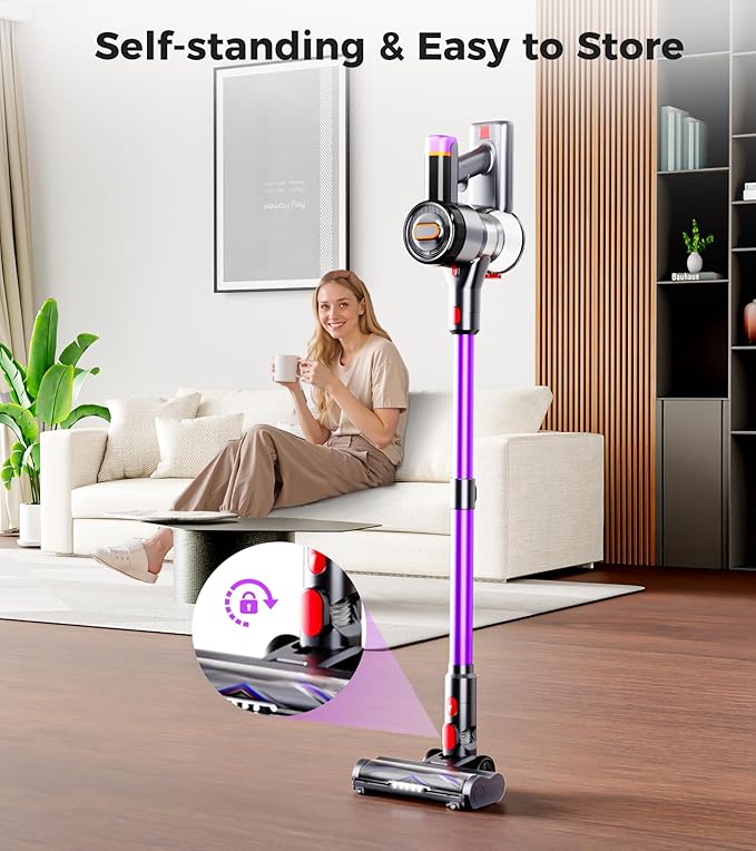 Cordless Vacuum Cleaner, Upgraded 550W 45KPA 60Mins Vacuum Cleaners for Home,Stick Vacuum Cordless with LED Display, Self-Standing & Anti-Tangle, 8-in-1 Wireless Vacuum for Carpet Pet Hair Hardfloor