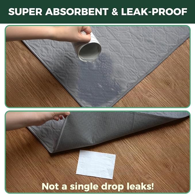 FXW Washable Pee Pads for Dogs, Puppy Pads with Super Absorbent, Specifically Designed for 24inch Cages, 17" x 23" Rectangle, Gray, 2 Packs