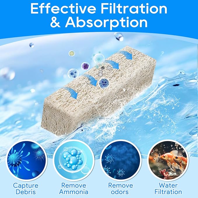 Ammonia Reducer Filter Pads Compatible with Aqueon Filter 10, Fish Tank Filters Replacement Filter Cartridges for Aqueon Quietflow LED PRO & SmartClean Aquarium Fish Tank Power Filter 6PCS
