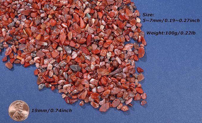 LAIDANLA Red Agate Crushed Stone Crystal Chips Bulk Natural Gemstones Healing Reiki Crystals Mini Quartz Vase Filler Aquarium Gravel 100g