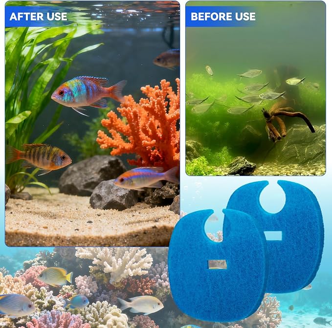 2 Pcs Coarse Sponge Filter Media Fits for Forza FZ9 Canister Filter | Replacement for AquaTop Coarse Blue Filter Sponge Pad, Traps Large Waste For Cleaner Water, For Fresh & Saltwater Fish Tank