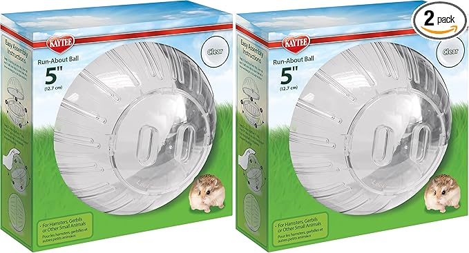 Kaytee 5" Clear Run-About Exercise Ball for Pet Dwarf Hamsters & Mice (Pack of 2)