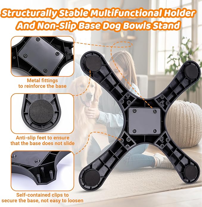 Elevated Adjustable Dog Bowl Feeding Stand, 3 Heights and Tiled Ajudst, Compatible with Moost Feeding Bowls, Great for Medium Large Dogs(Dog Food Bowl Stand 1 Pack)