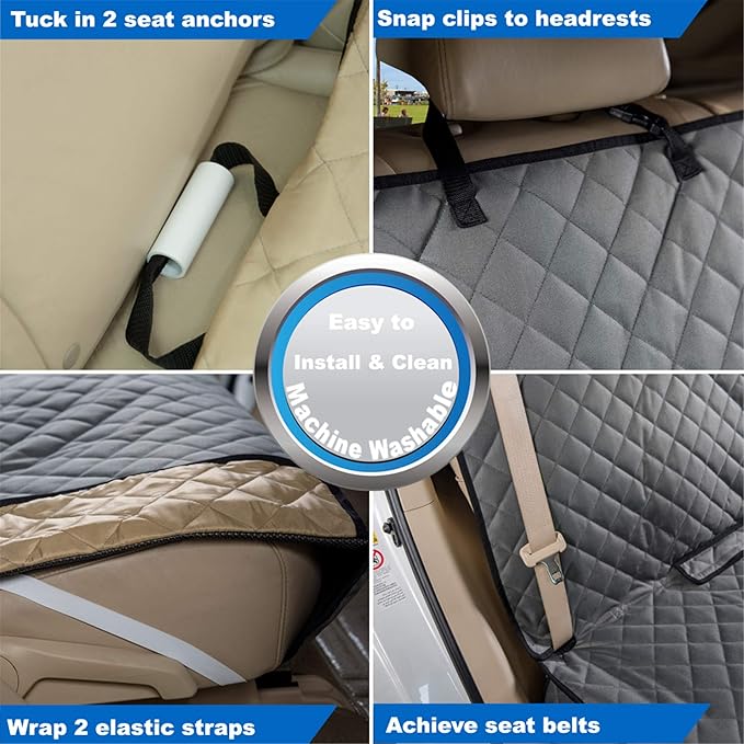 VIEWPETS Bench Car Seat Cover Protector - Waterproof, Heavy-Duty and Nonslip Pet Car Seat Cover for Dogs with Universal Size Fits for Vehicles, Trucks & SUVs(Grey)
