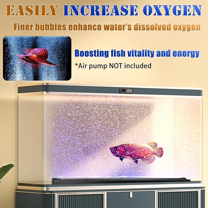 Smart App-Controlled LED Aquarium Light with 16 Million Colors, 12 Dynamic Effects, Fish Tank Light with Nano Air Bubble for Aquarium Bubbler Decorations, Submersible Fish Tank Accessories - 9.3''