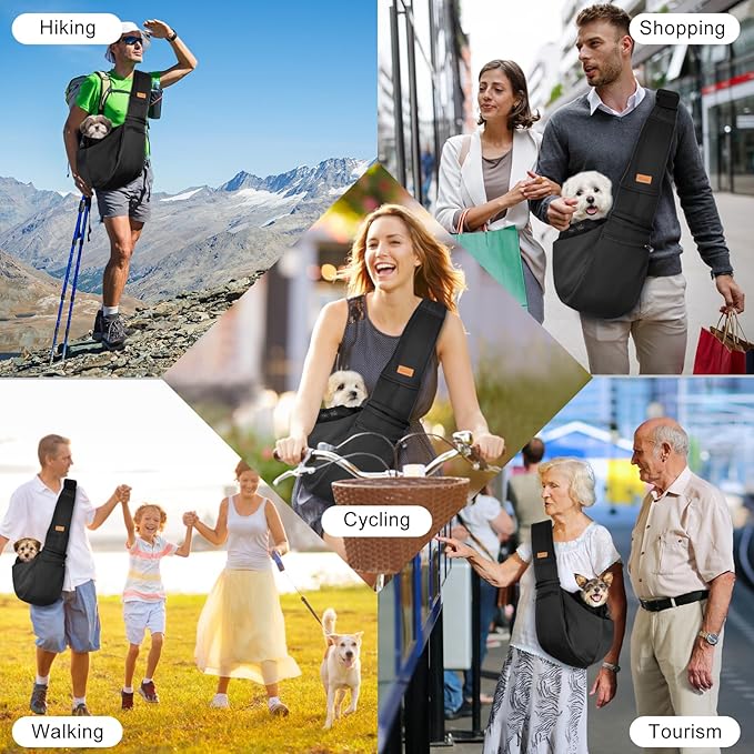 CUBY Dog and Cat Sling Carrier - Small Dog Carrier Sling with Adjust Strap & Zip Pocket, Hands Free Soft Dog Slings for Small Dogs Cats Puppy Pets Outdoor Travel Safety Purse Bag