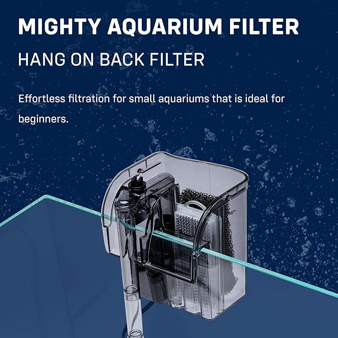 Mighty Aquarium Hang On Back Filter - Aquarium HOB Filter - Adjustable Fish Tank Filter - Aquarium Filters - Nano Aquarium Filter - Fish Aquarium Filter - Hang On Back Aquarium Filter (2-5 Gallons)