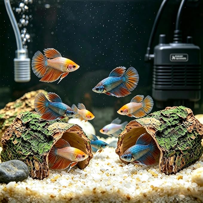Tfwadmx Betta Log 2 Pack Resin Hollow Tree Trunk Ornament Reptile Hideout Aquarium Cave Ornament Terrarium Tank Decoration for Fish Shrimp or Small Reptile Turtle Tarantula Spider Hermit Crab