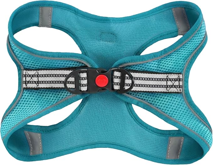 SMOUATOU All Weather Mesh Step in Vest Harness for Small and medidum Dogs and Cats, Adjustable Soft Padded Dog Vest with Easy Control Handle for Dogs Pets (Teal, M)