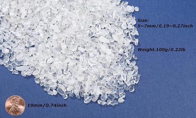 LAIDANLA Clear Quartz Crushed Stone Crystal Chips Bulk Natural Gemstones Healing Reiki Crystals Mini Quartz Vase Filler Aquarium Gravel 100g