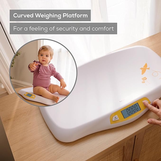 Beurer BY80 Digital Baby Scale, Infant Scale for Weighing in Pounds, Ounces, or Kilograms up to 44 lbs, Newborn Baby Scale with Hold Function, Pet Scale for Cats and Dogs