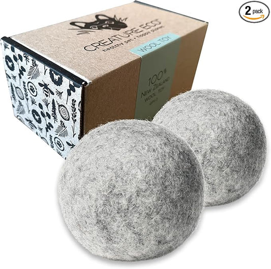 Wool Dog Toy Balls – Organic Eco Friendly Dog Ball Toy – Natural Non Toxic Dog Toy for Fetch – Durable Wool Ball for Dogs – 2 Pack - Safe for Your Pet & The Planet