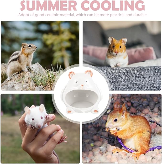 Ipetboom Ceramic Hamster House Small Animal Pet Hideout Bear Shape Ceramic Cool Nest Hamster Bath House Cave Mini Hut Cage for Chinchilla Gerbils Hedgehog