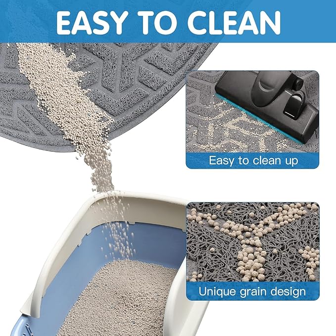 UPSKY Cat Litter Mat, Litter Trapping Mat Soft on Kitty Paws, Large Litter Box Mat 35" x 24" Scatter Control for Indoor Cats Waterproof and Extra Large Pretty Litters Carpet