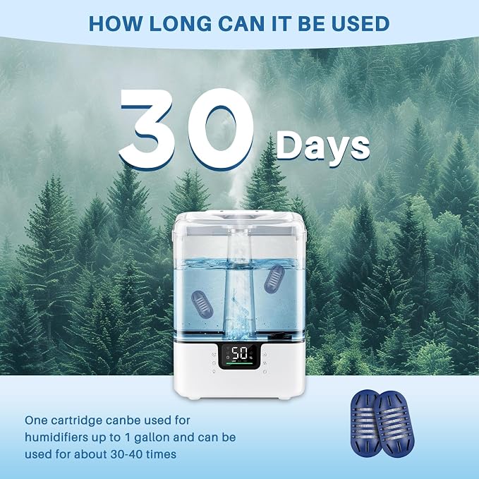 12 Pack Demineralization Cartridge for Humidifier | Compatible with HoMedics Ultrasonic Humidifier&Most Humidifiers, Prevent Hard Water Build-Up, Purifies Water, Part UHE-HDC4