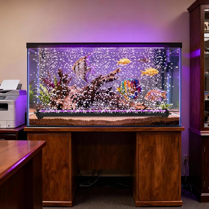 Submersible Aquarium Light:Fish Tank Light with Air Bubble Hole-RGB Color Changing Brightness Adjustable IP68 Waterproof Remote Control LED Light for Aquarium Fish Tank 12 inch
