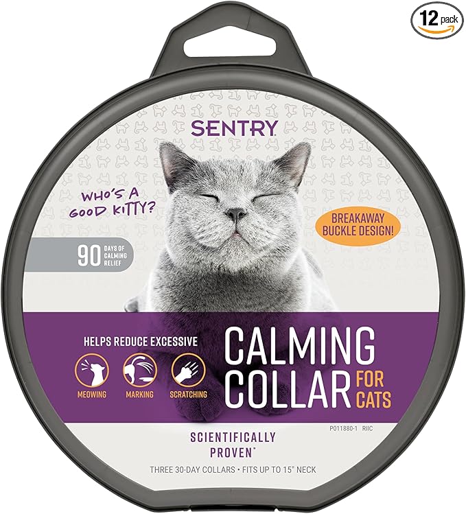 Sentry Calming Collar for Cats, Long-Lasting Pheromone Collar Helps Calm Cats for 30 Days, Reduces Stress, Anxiety, Loud Noises and Separation, 3 Count
