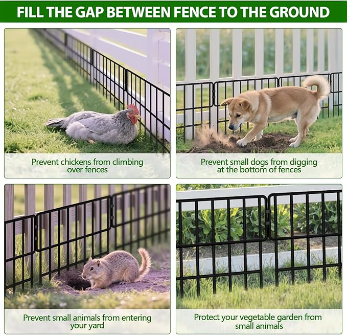 ULIOK 38 Panels Animal Barrier Fence, No Dig Fence 41.1ft(L) x12in(H), Garden Fences for Rabbits and Dog Ground Defense, Rustproof Metal Fences Border, Fenceing Bottom Blocker for Outdoor Yard Patio