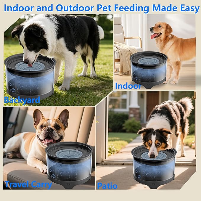 5.5L No Spill Water Bowl for Dogs, 1.45Gallon No Splash Large Dog Water Bowl with Floating Disk, Spill Proof Slow Drinking Dog Bowl for Messy Drinkers and Senior Dogs Indoor/Outdoor Use Black