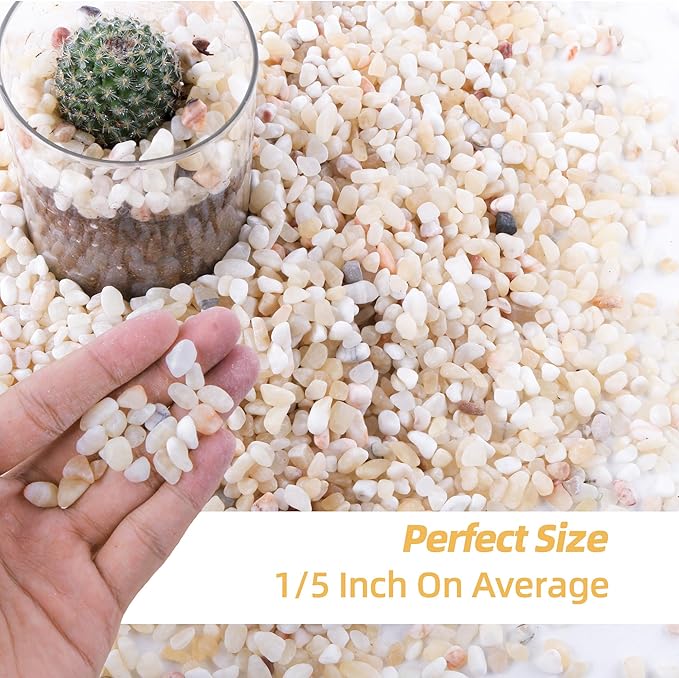 CJGQ 7lb Aquarium Gravel for Plants, 1/5Inch Outdoor Decorative River Rocks for Succulents and Cactus Landscaping, Garden Plant Rocks Natural Small Rocks Pea Gravel for Fish Tank Vases Terrarium