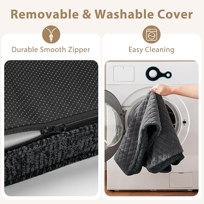 JOEJOY Orthopedic Dog Bed for Extra Large Dogs, Washable Dog Crate Bed Large Sized with Removable Cover, Egg Memory Foam Big Pet Beds, Grey, 47"x29"