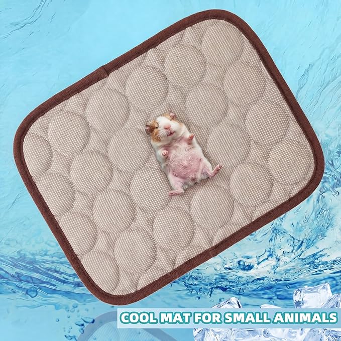 Jetec 3 Pcs Bunny Guinea Pig Beds Soft Bunny Mats Warm Guinea Pig Mat Small Animal Bed Pads Fleece Sleeping Pads for Indoor Rabbit Hamster Squirrel Hedgehog Chinchilla(Ice Silk,Summer,Brown)
