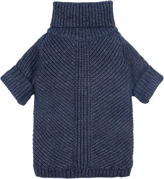 Fitwarm Turtleneck Knit Dog Sweater, Thermal Dog Winter Clothes for Small Dogs Boy Girl, Cozy Sweaters for Dogs, Doggy Pullover Jumper, Pet Outfit, Heather Navy Blue, Large