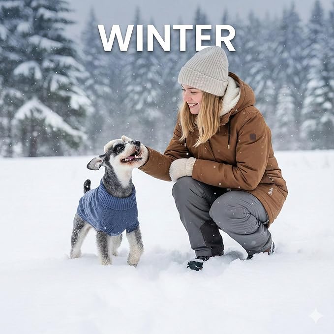 Dog Warm Winter Sweater Pet Clothes Knitwear for Medium Dog for Corgi, West Highland, Schnauzer, Border Collie, Dog Outfits (Dark Blue XL)