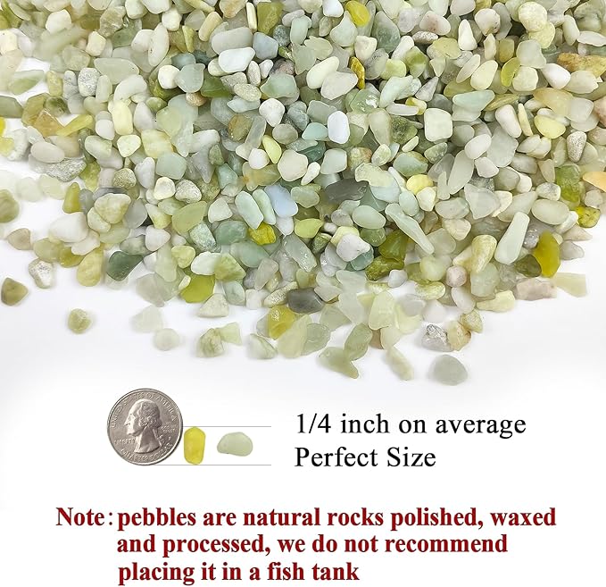 FANTIAN 5 lbs Jade Pebbles for Indoor Plants,1/4 inch Polished Gravel Rocks for Plants, Succulents, Cactus, Vases, Terrarium and Outdoor Gardening