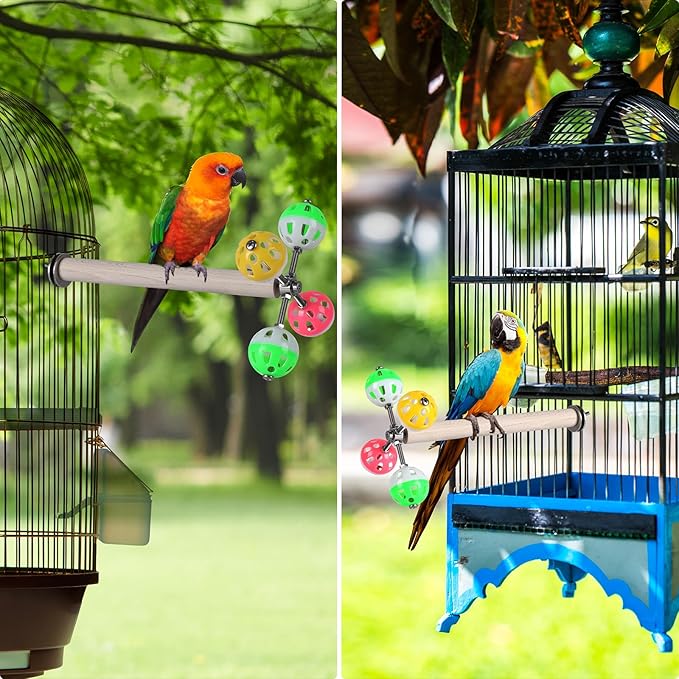 Teniinet Stand Perch Toy with Rotating Balls for Birds, Parakeets, Budgies, Cockatiels, Parrots, Budgerigars, Conures, Parrotlets, Ringnecks, Lovebirds (2Pcs)
