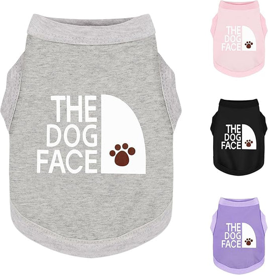 Personality Canine Attire: Soft, Lightweight Cotton Dog Clothes with 'The Dog Face' Print. Small and Medium Breeds, Perfect for Everyday Wear, Comfortable and Breathable Dog Shirt Grey XXL