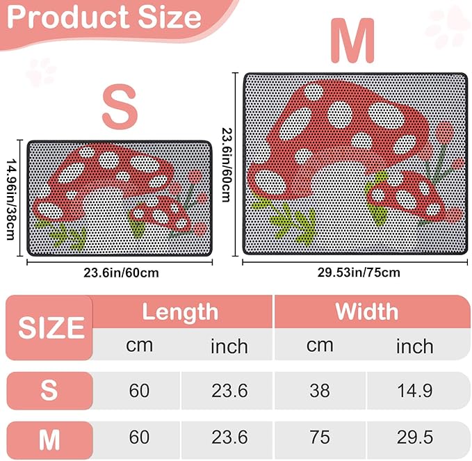 Bienbee Cat Litter Mat, 24"x15" Cat Litter Trapping Mat, Double Layer Litter Mat with Non-Slip Rubber Bottom, Urine and Water Proof, Keeps Floors Clean Mushroom M