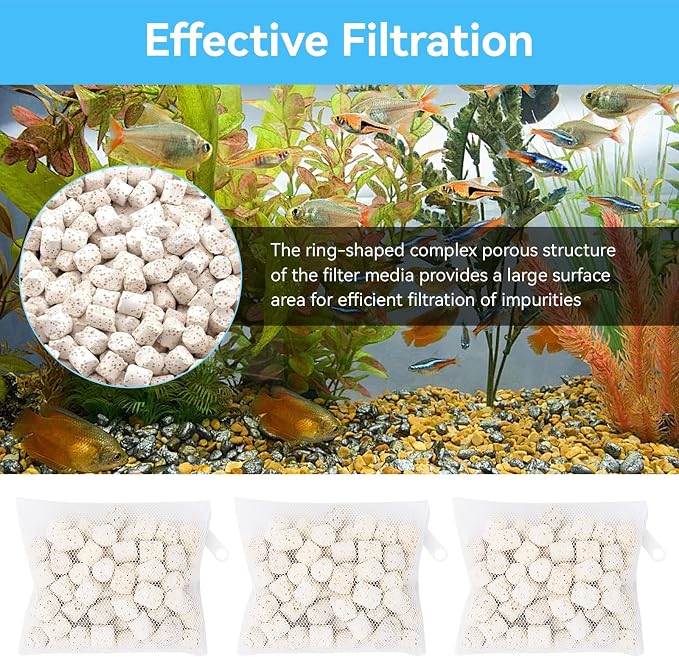 3 Pack of Bio-max Aquarium Filter Media Replacement for Fluval Spec, Evo and Flex Desktop Aquariums, 2.1Oz/60g A1378 Bio Ceramic Rings Filter Media for Use in Freshwater & Saltwater Aquariums